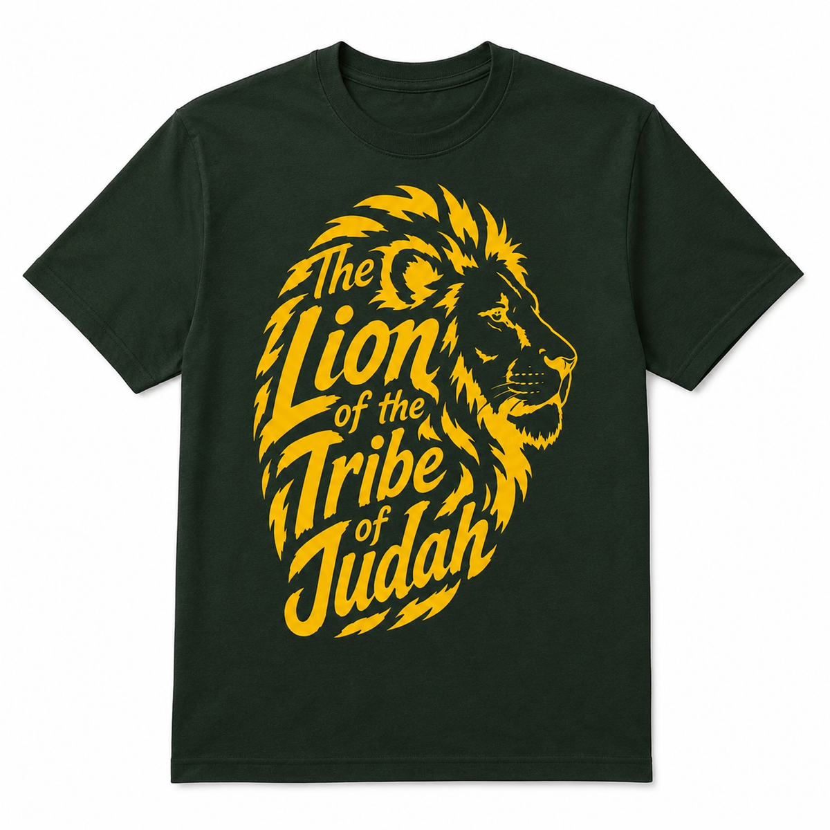 THE LION OF THE TRIBE OF JUDAH TEE (GREEN/GOLD)